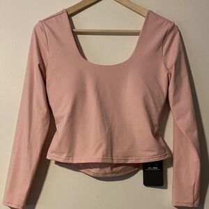 Fabletics Soft Pink Scoop-Neck Long Sleeve Crop Top